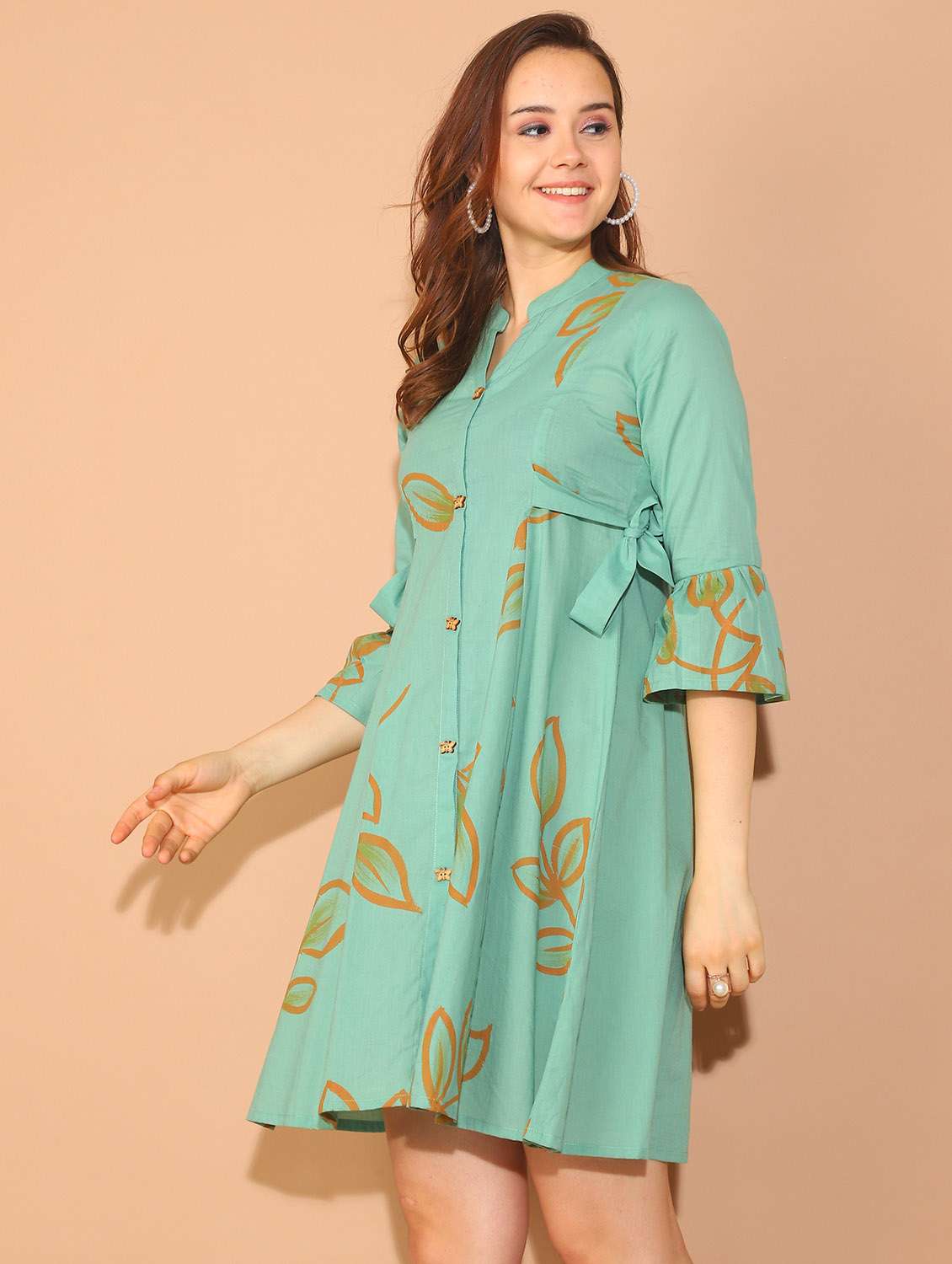 women green printed shirt dress - 21600604 - Standard Image - 2