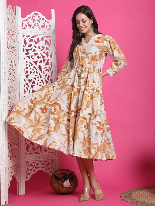 women white abstract printed tiered dress - 21600611 - Standard Image - 0