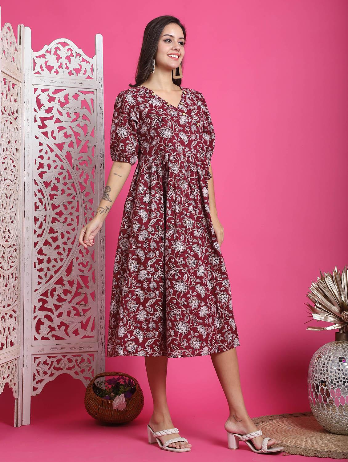 women red printed a-line dress - 21600615 - Standard Image - 2