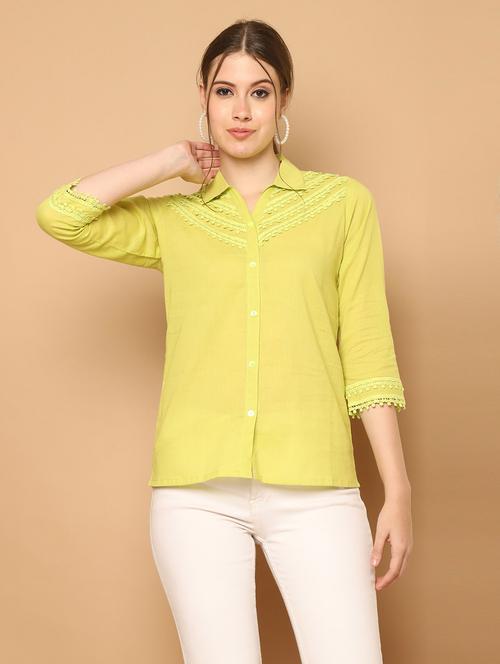 women solid detailed collared shirt - 21600627 - Standard Image - 0