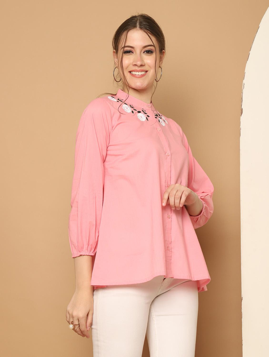 women embroidered shirt style top - 21600629 - Standard Image - 2