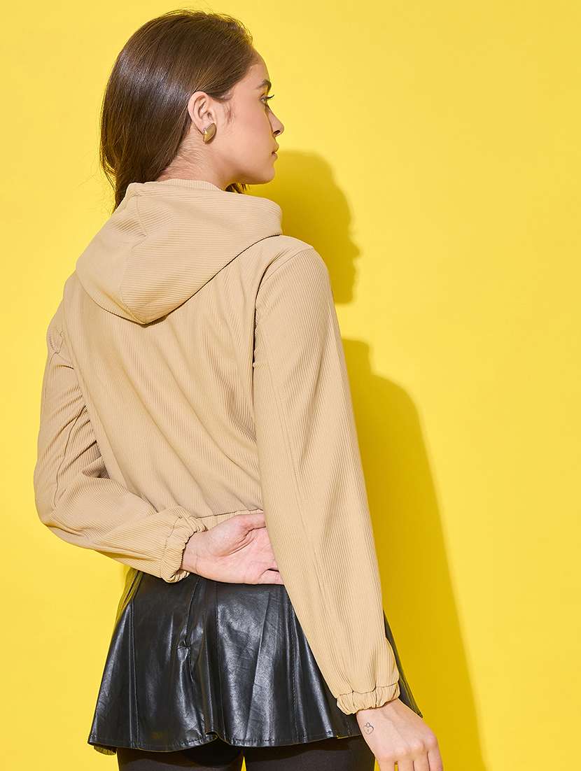 beige cotton polyester blend hoodie jacket - 21601027 -  Standard Image - 2