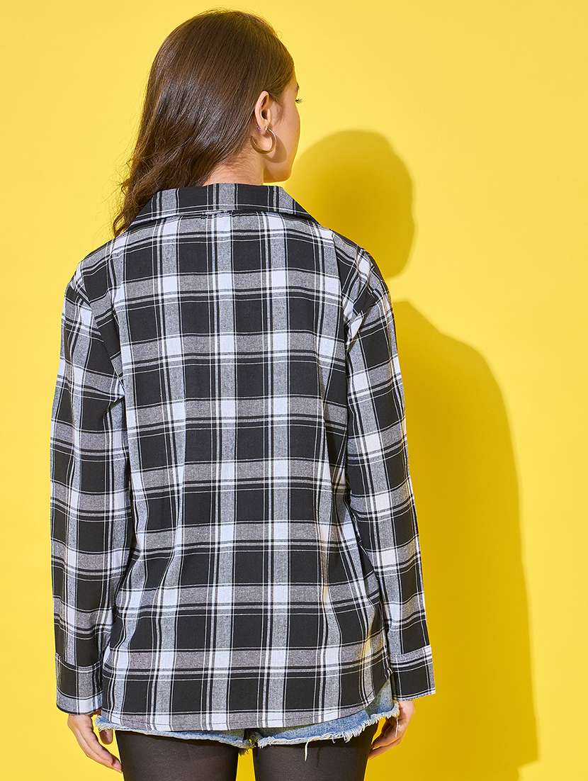 women checked printed oversized shirt - 21601030 -  Standard Image - 2
