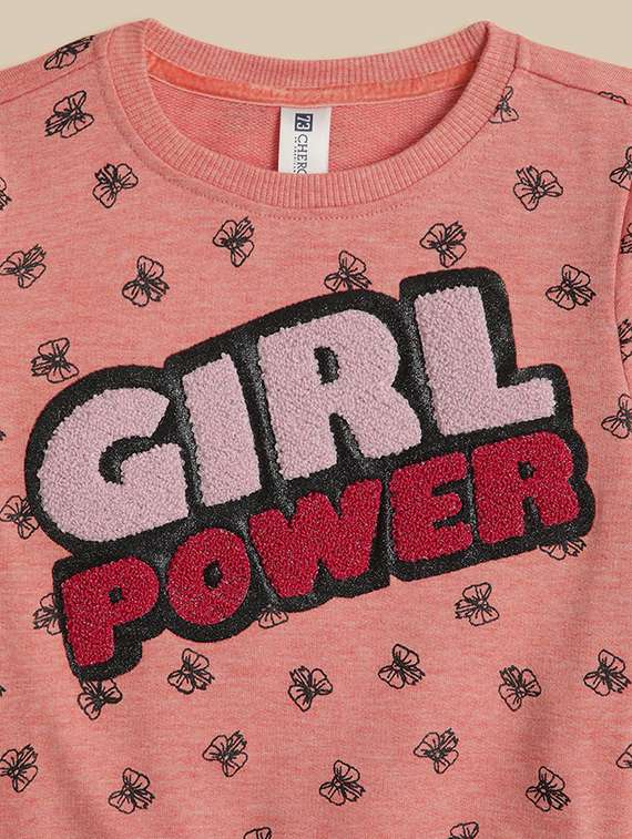 Kids Peach Printed Front Print Sweatshirt - 21601041 -  Standard Image - 2
