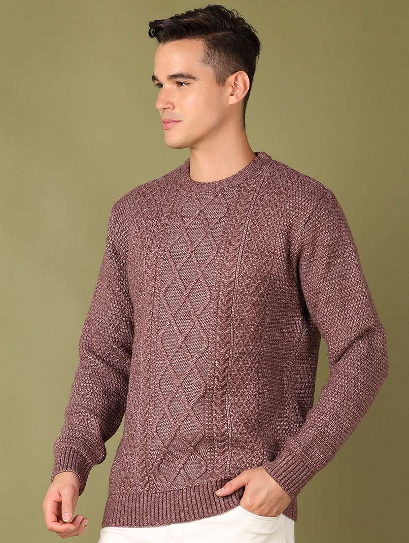 men long sleeves self design pullover - 21601090 -  Standard Image - 2