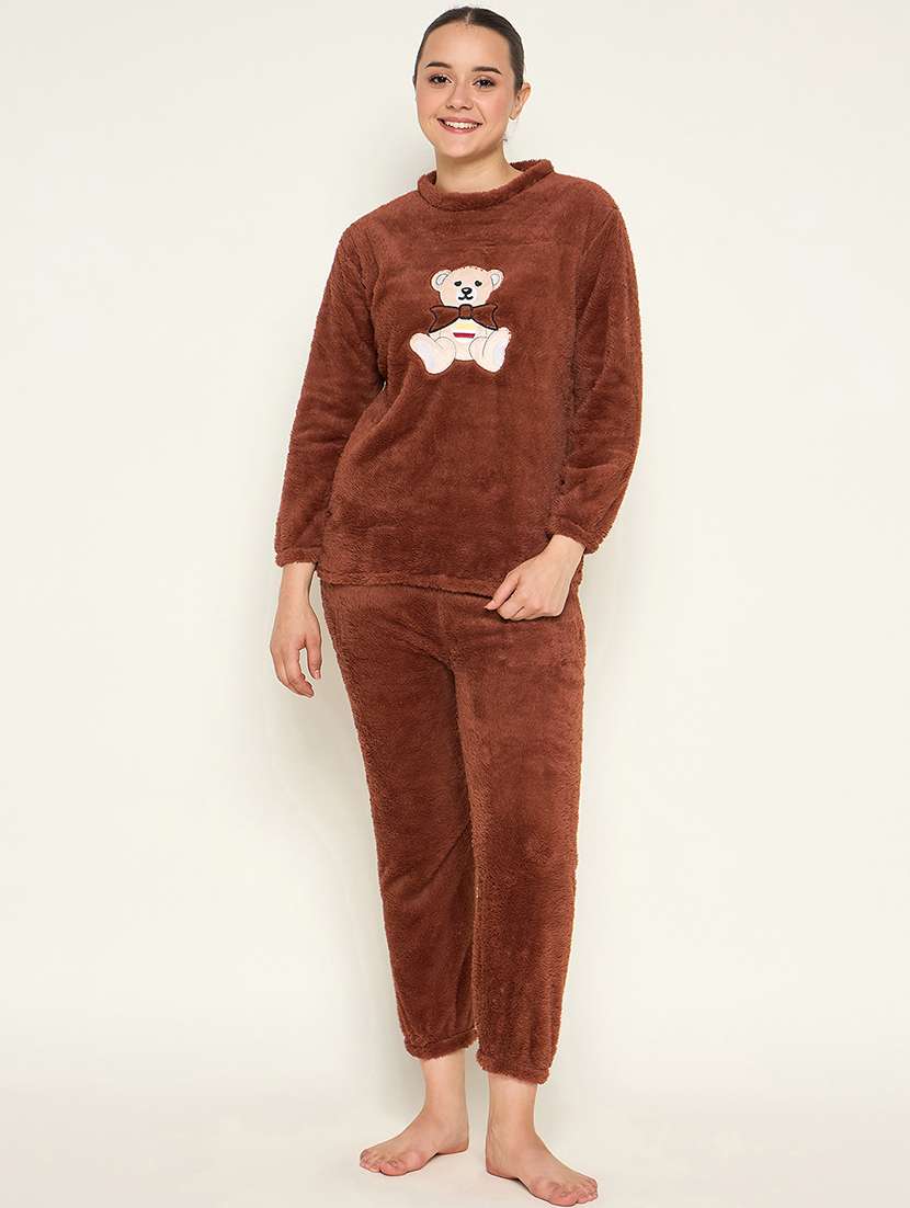 women embroidered top & pyjama nightwear set