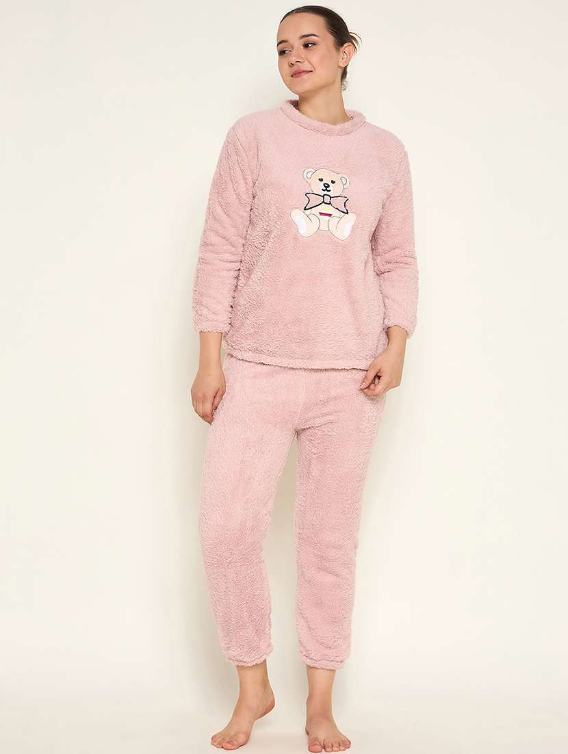 women embroidered top & pyjama nightwear set