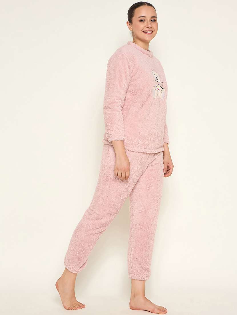 women embroidered top & pyjama nightwear set - 21601317 -  Standard Image - 2