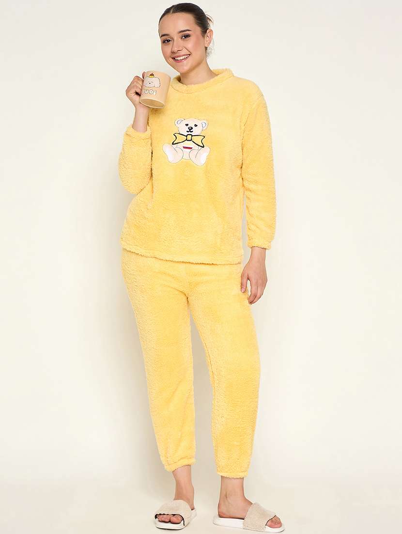 women embroidered top & pyjama nightwear set