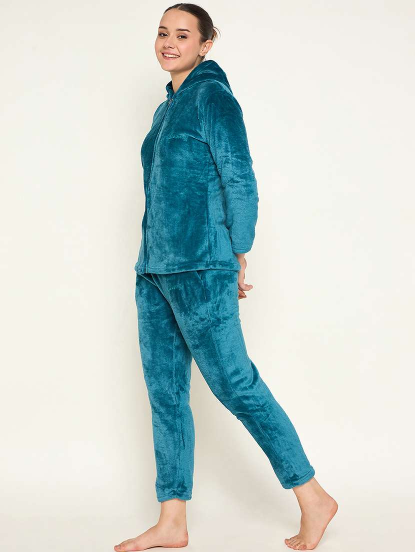 women solid top & pyjama nightwear set - 21601321 -  Standard Image - 2