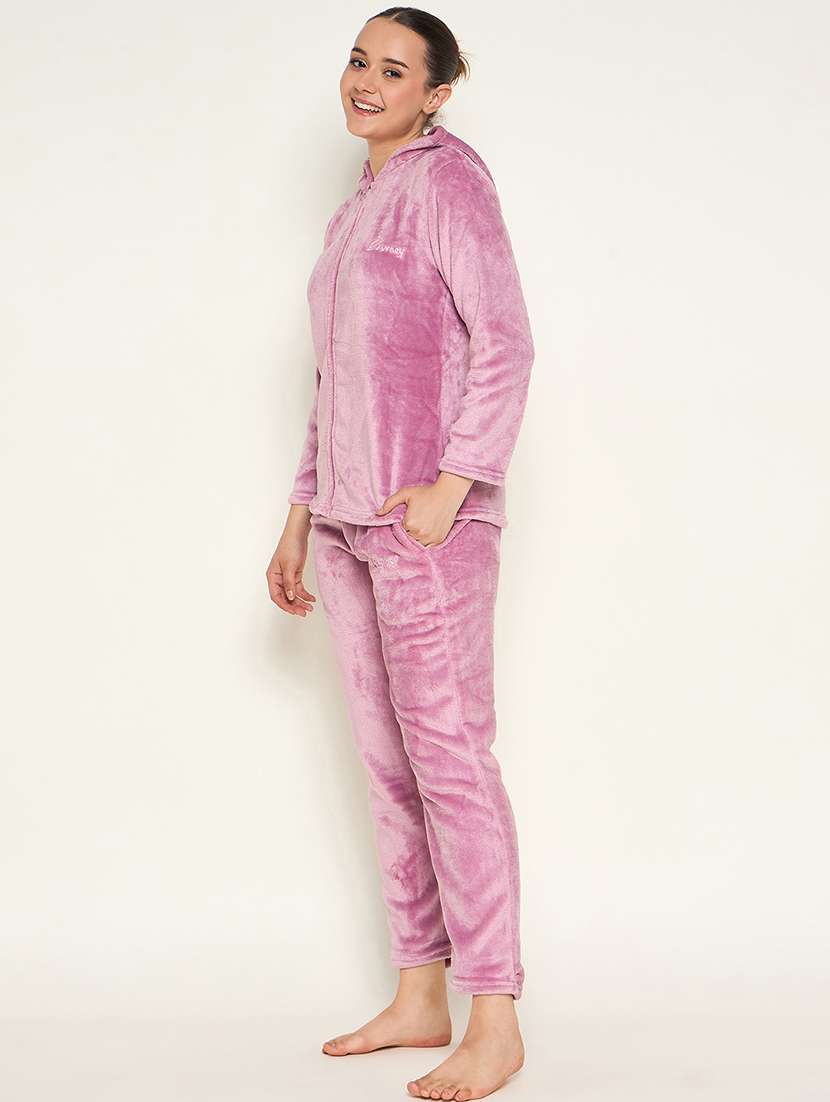 women solid top & pyjama nightwear set - 21601324 -  Standard Image - 2