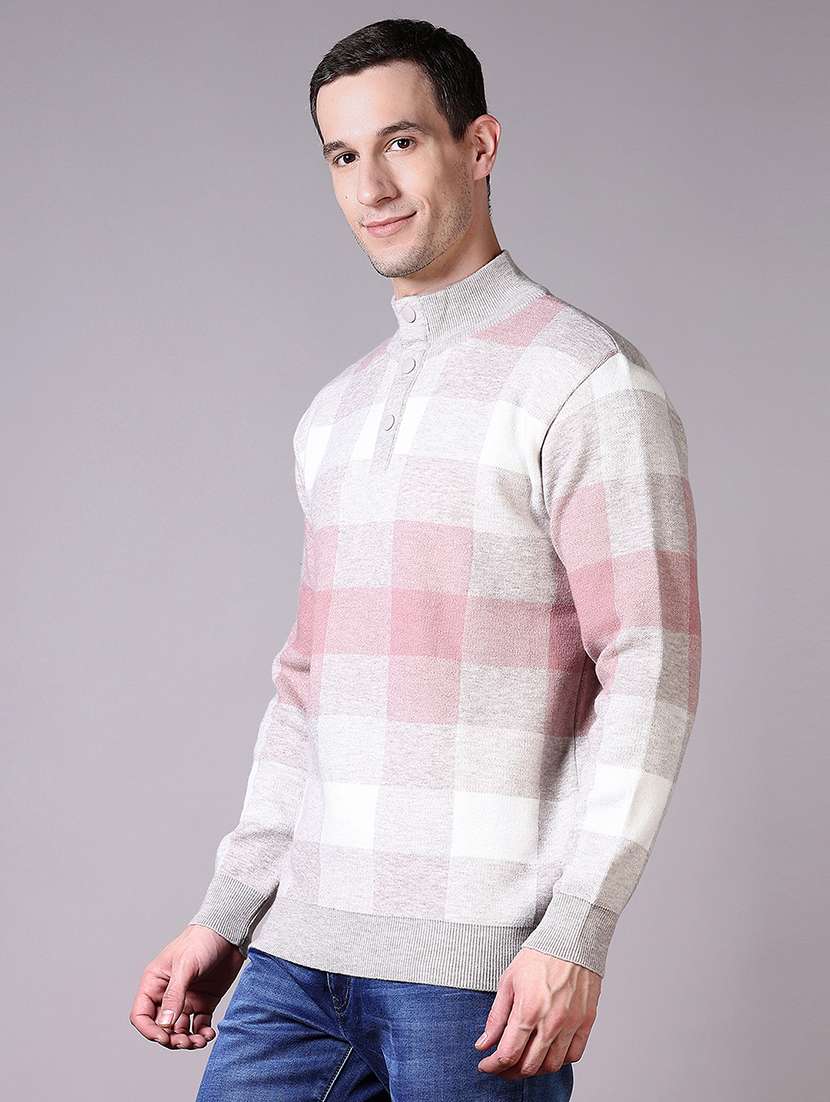 men checkered long sleeves pullover - 21606391 -  Standard Image - 2