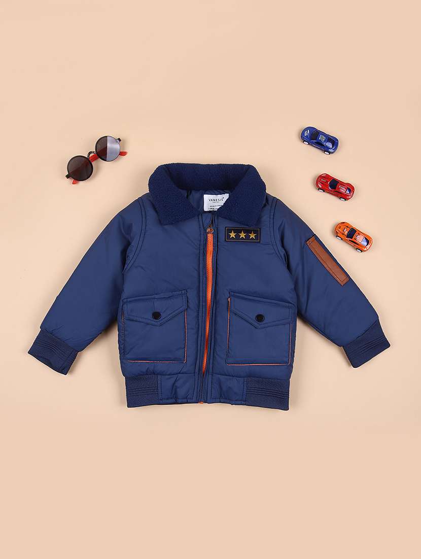 boys solid long sleeve bomber jacket