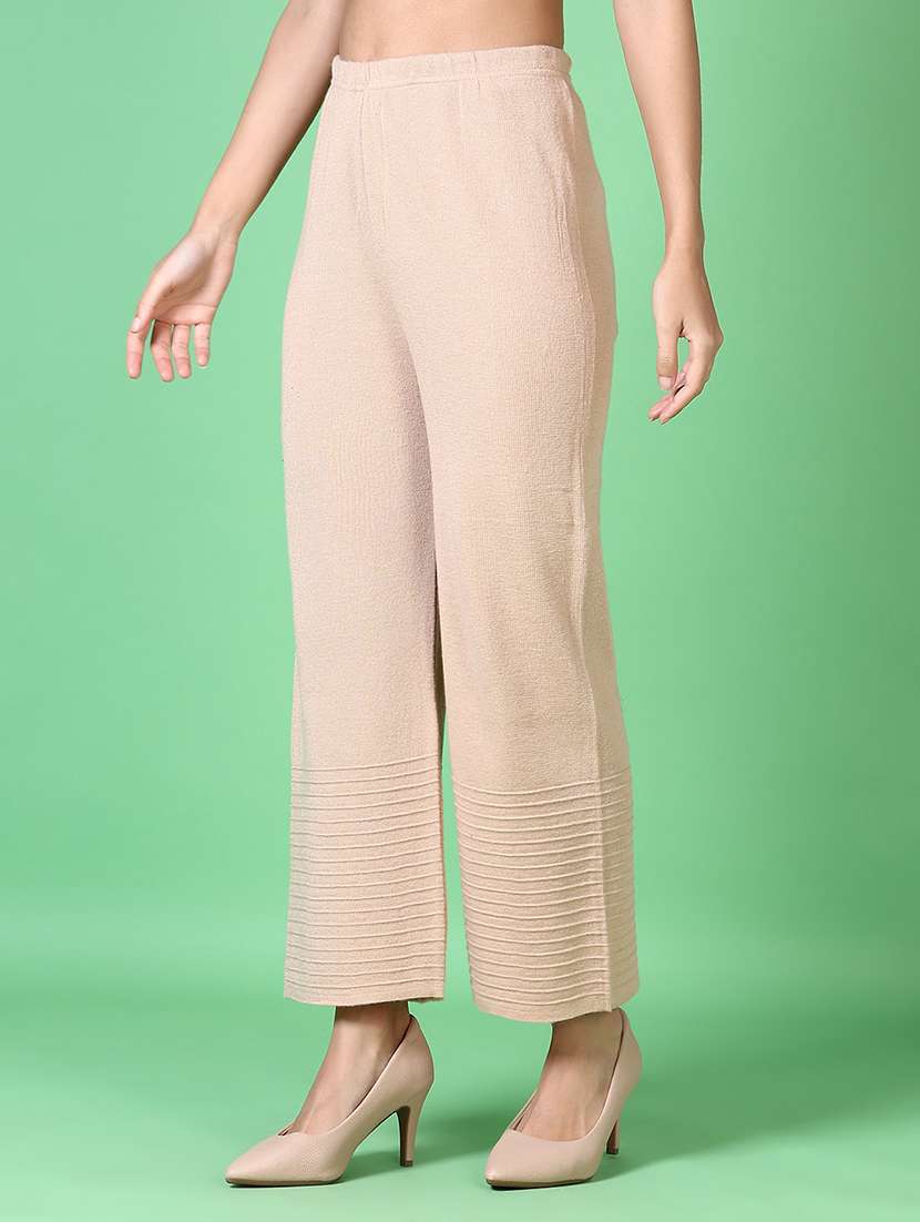 women beige solid palazzo - 21606429 -  Standard Image - 2