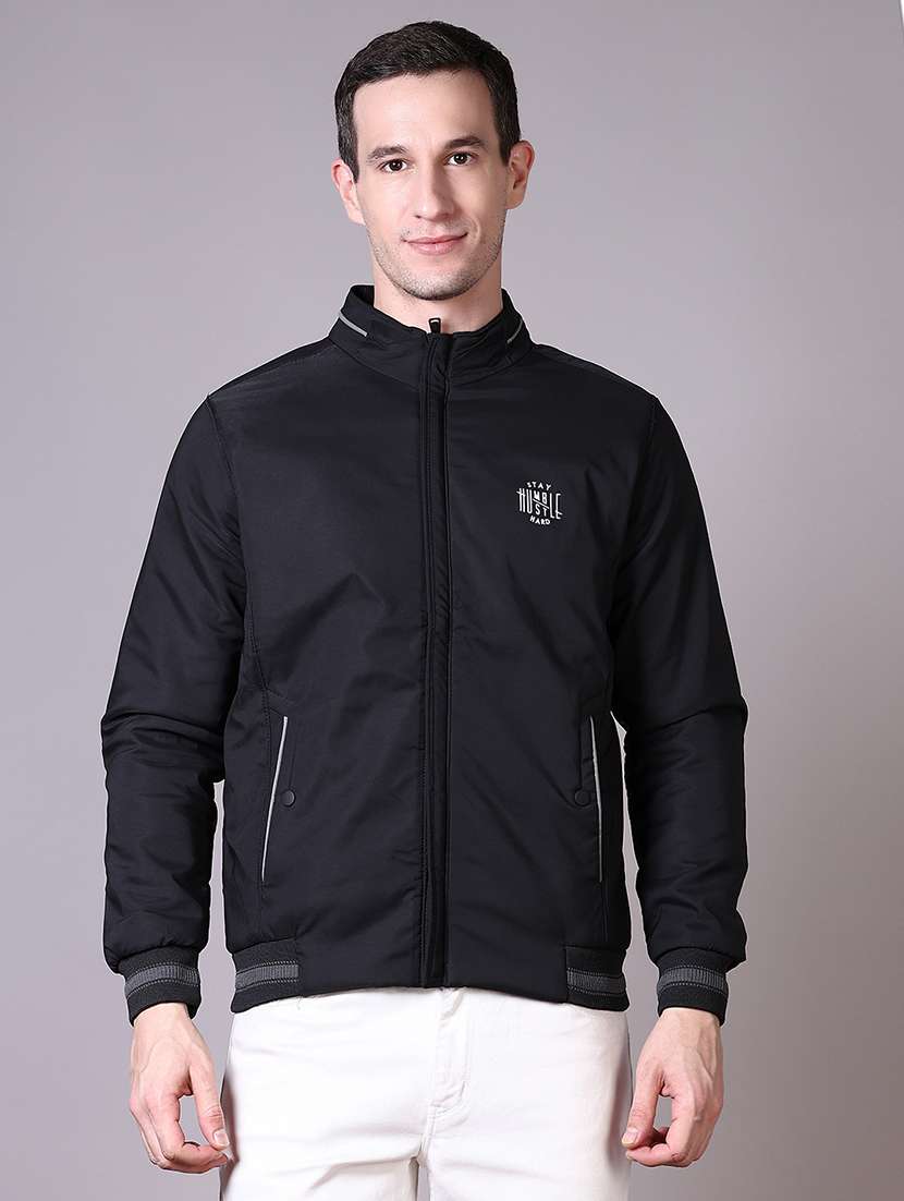 men long sleeves solid bomber jacket