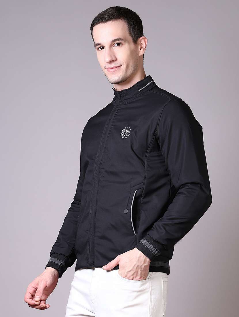 men long sleeves solid bomber jacket - 21606513 -  Standard Image - 2