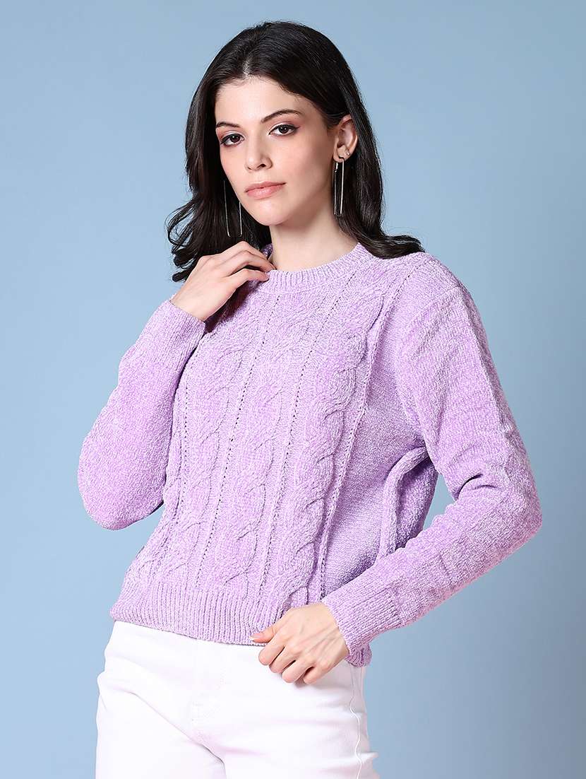 women long sleeves self design pullover - 21606545 -  Standard Image - 2