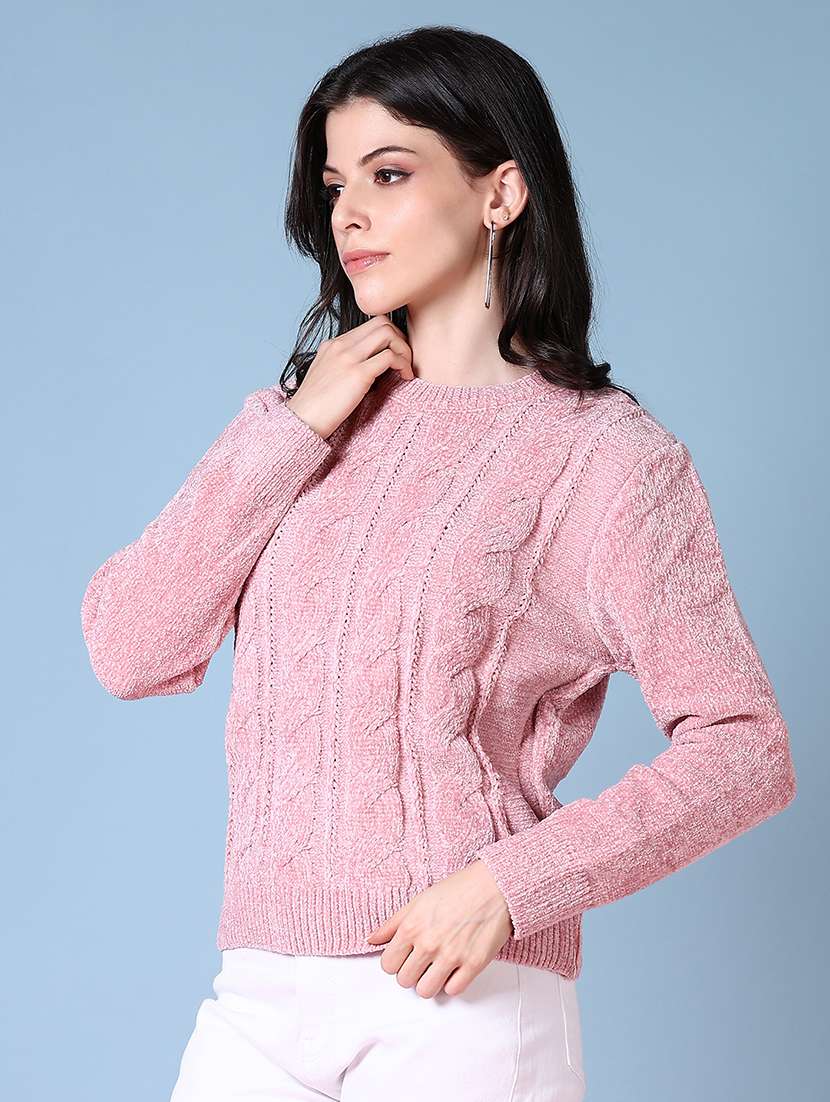 women long sleeves self design pullover - 21606546 -  Standard Image - 2