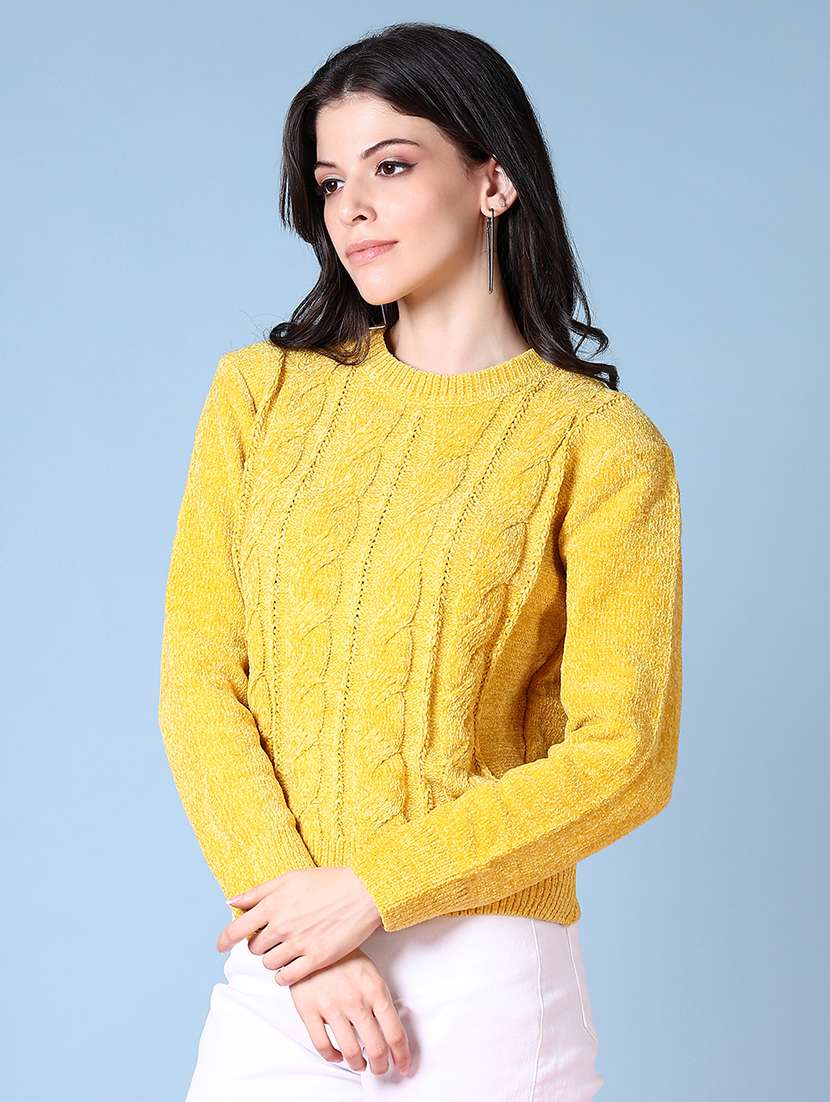 women long sleeves self design pullover - 21606547 -  Standard Image - 2