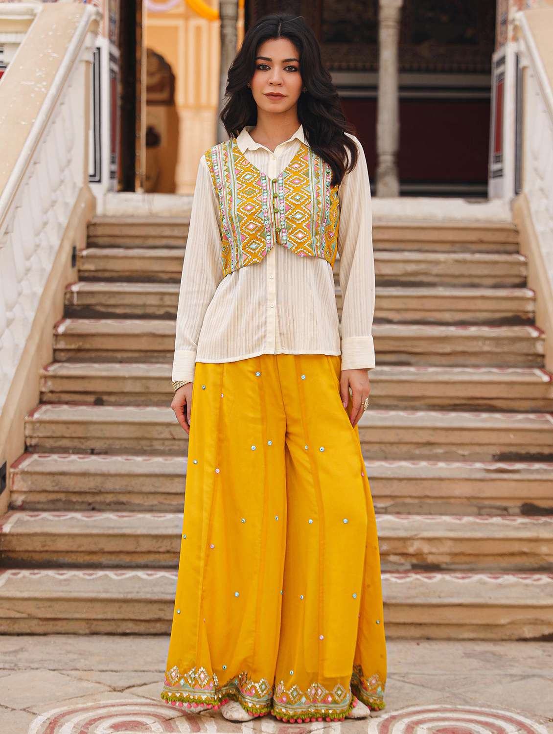 women embroidered fusion set