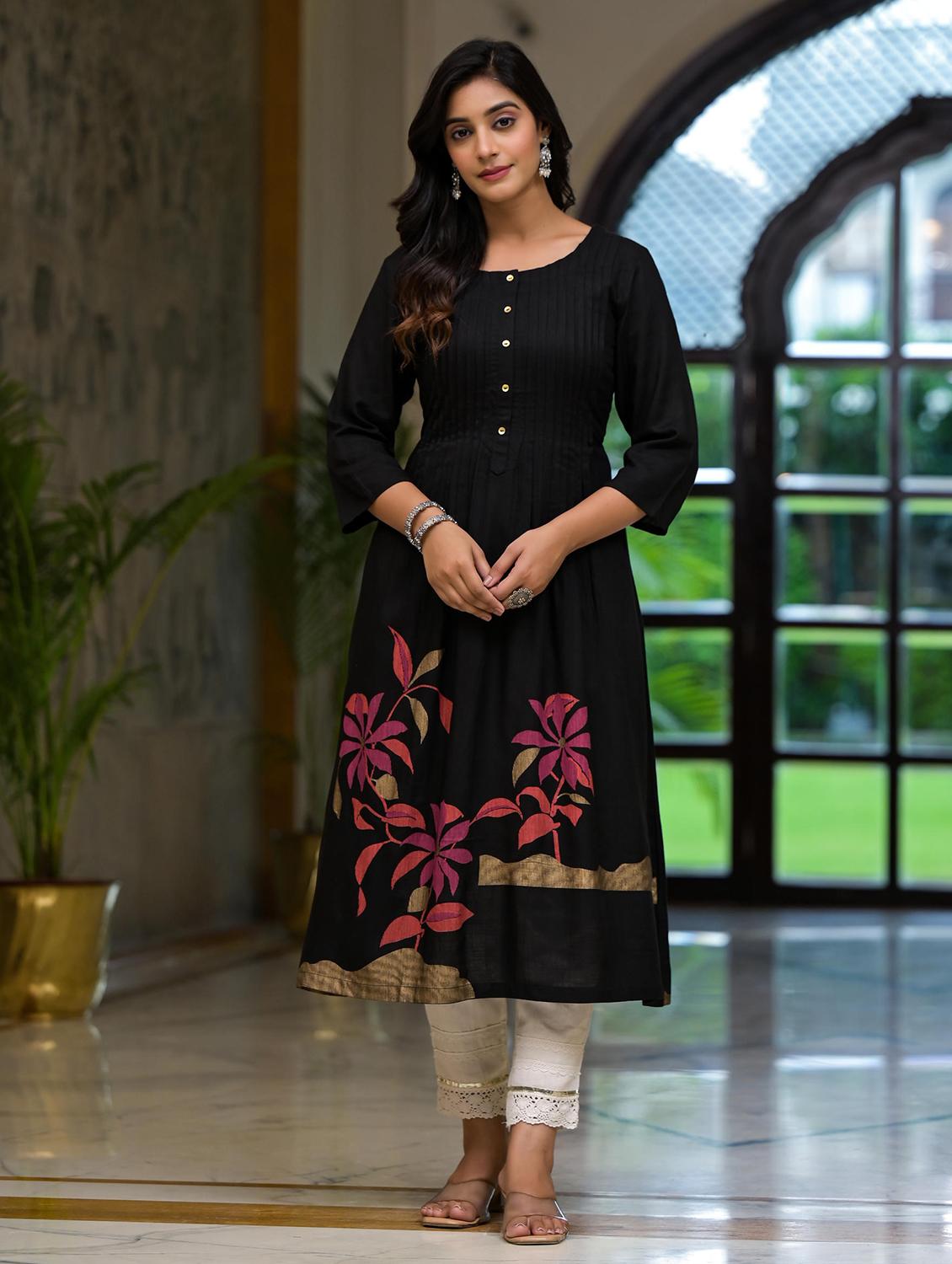 women printed three quarter sleeves a-line kurta - 21606792 - Zoom Image - 0