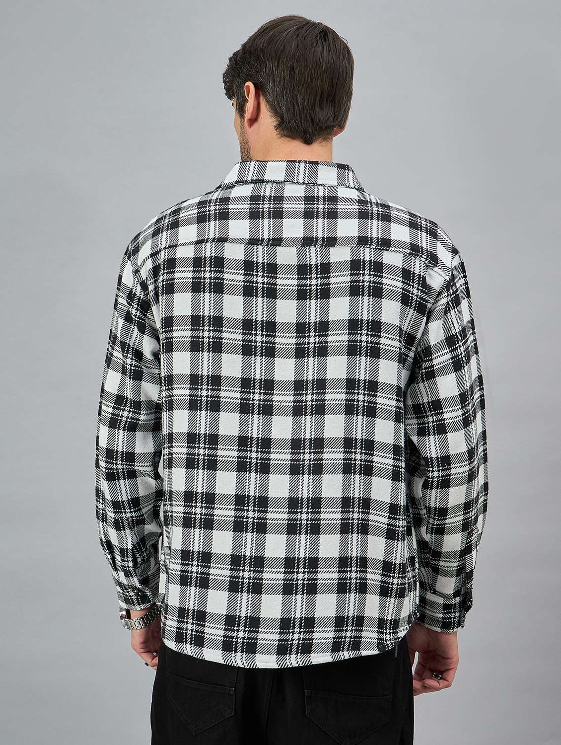 men checkered long sleeves ocersized casual shirt - 21606827 -  Standard Image - 2