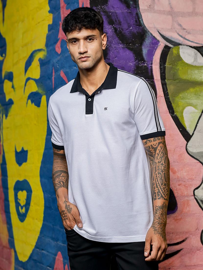 men solid taped polo neck t-shirt - 21606834 - Zoom Image - 0