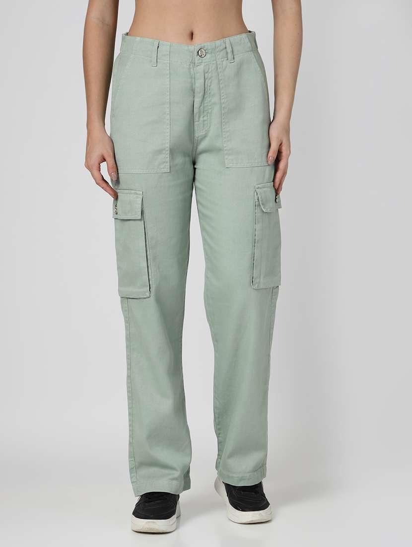 women sea green solid cargo