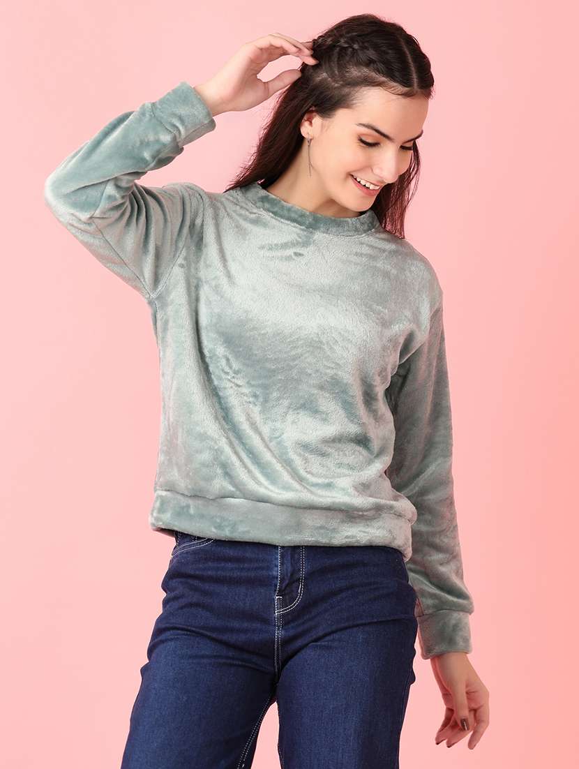 women solid long sleeve sweatshirt