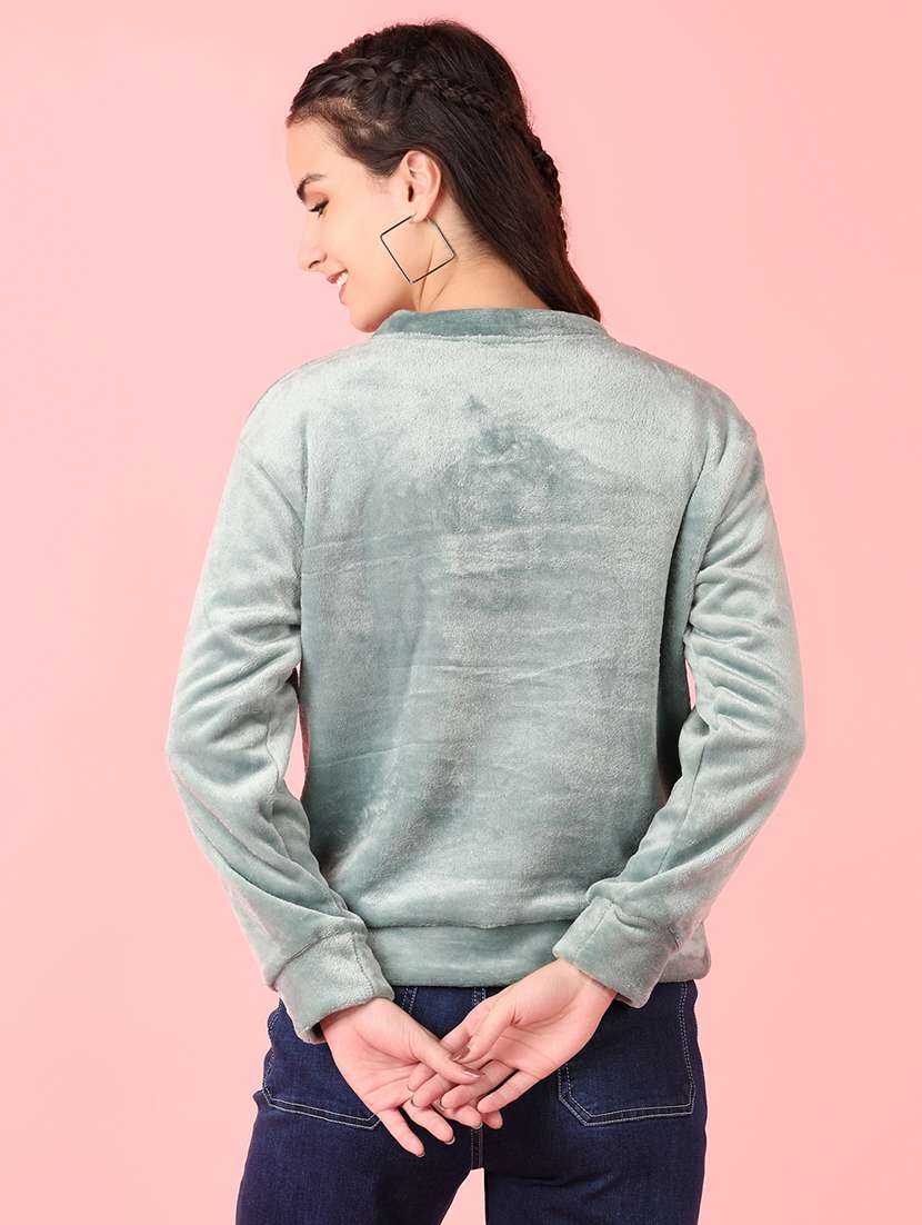 women solid long sleeve sweatshirt - 21606992 -  Standard Image - 2