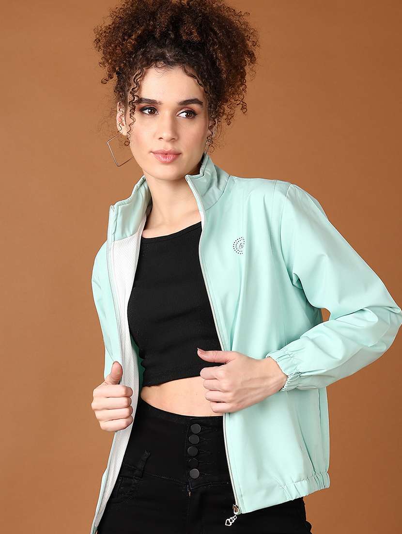 women long sleeves solid windcheater jacket - 21607022 -  Standard Image - 2
