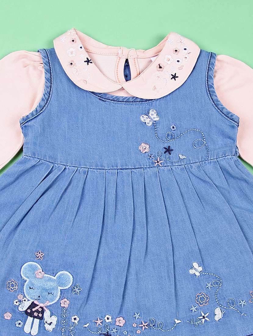 girls embroidered dungarees twin set - 21607039 - Standard Image - 2