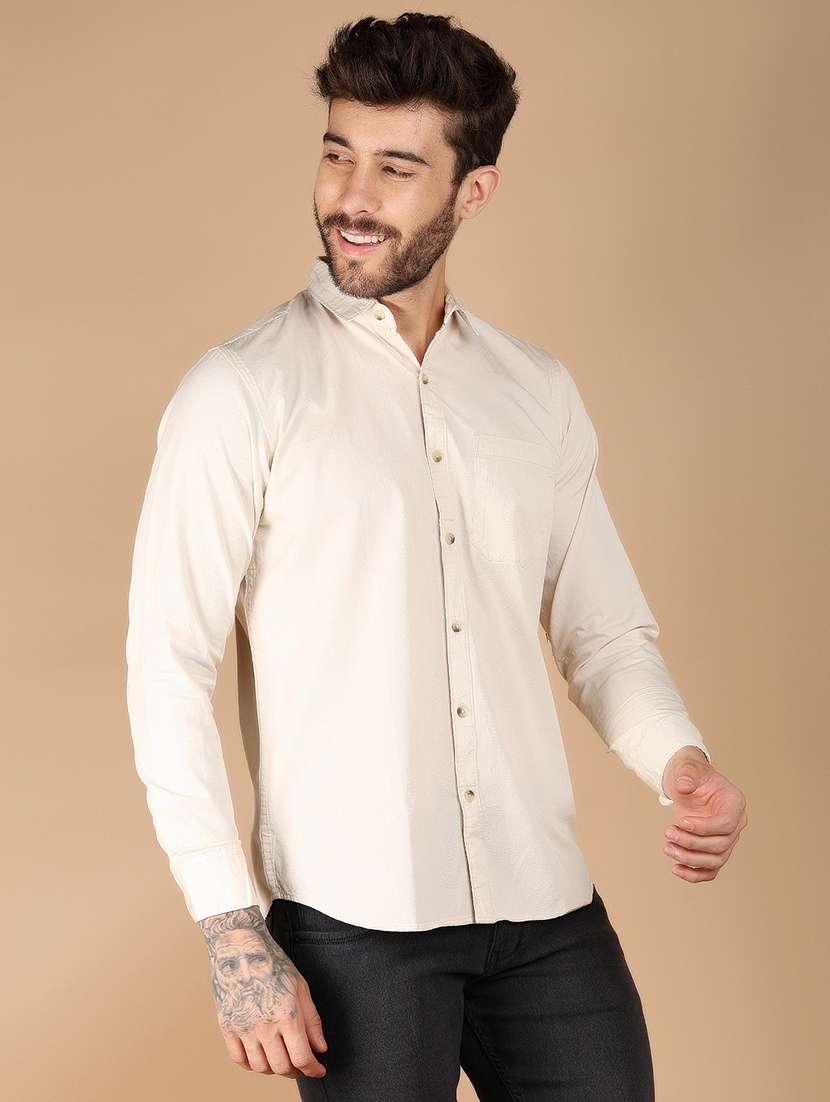 men solid long sleeve collared shirt - 21607239 - Standard Image - 2