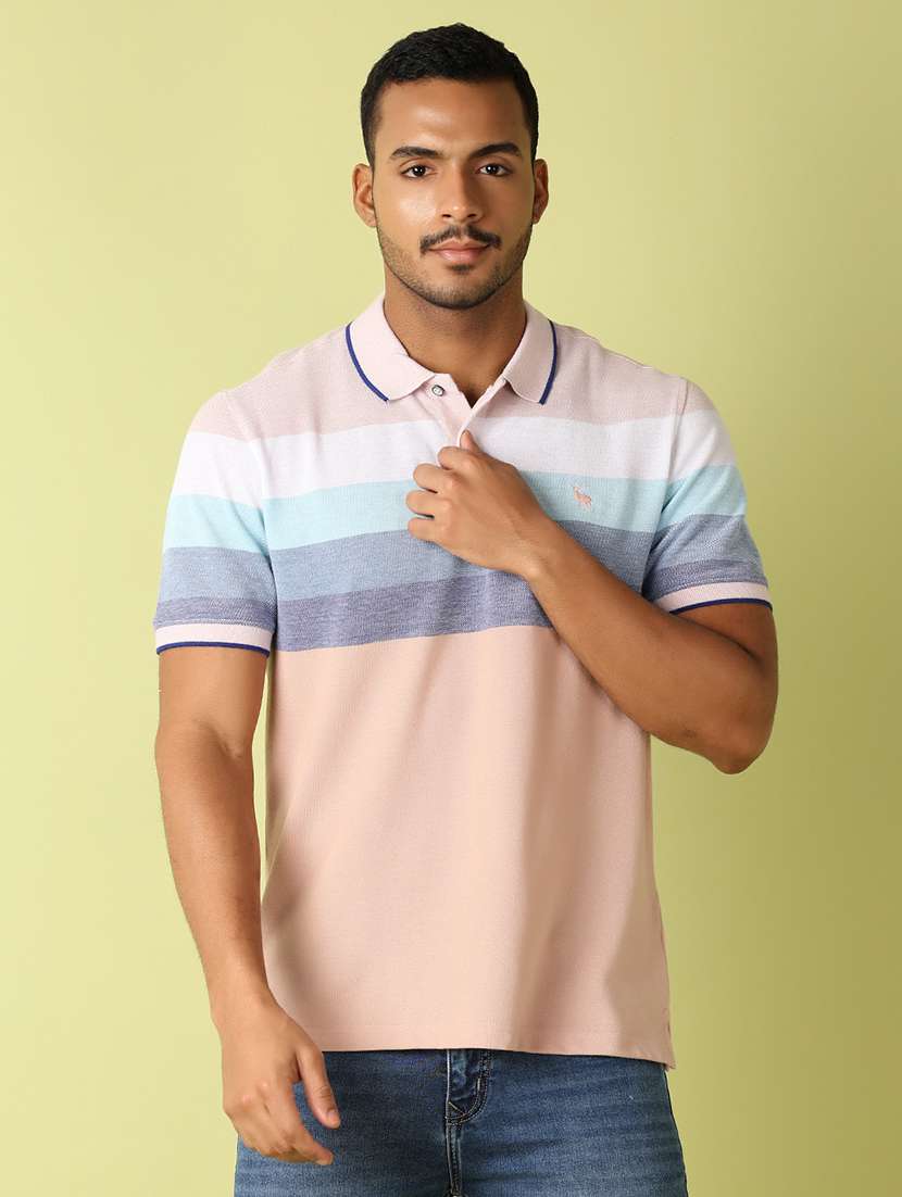 men short sleeves color block polo t-shirt