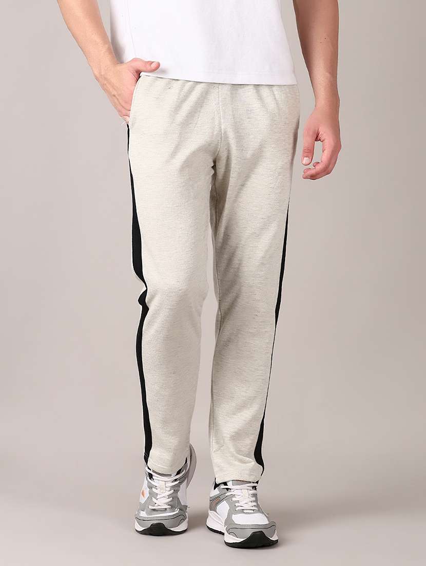 men mid rise side taped ankle length track pant