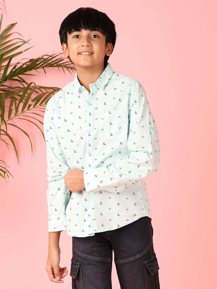 boys printed long sleeve casual shirt