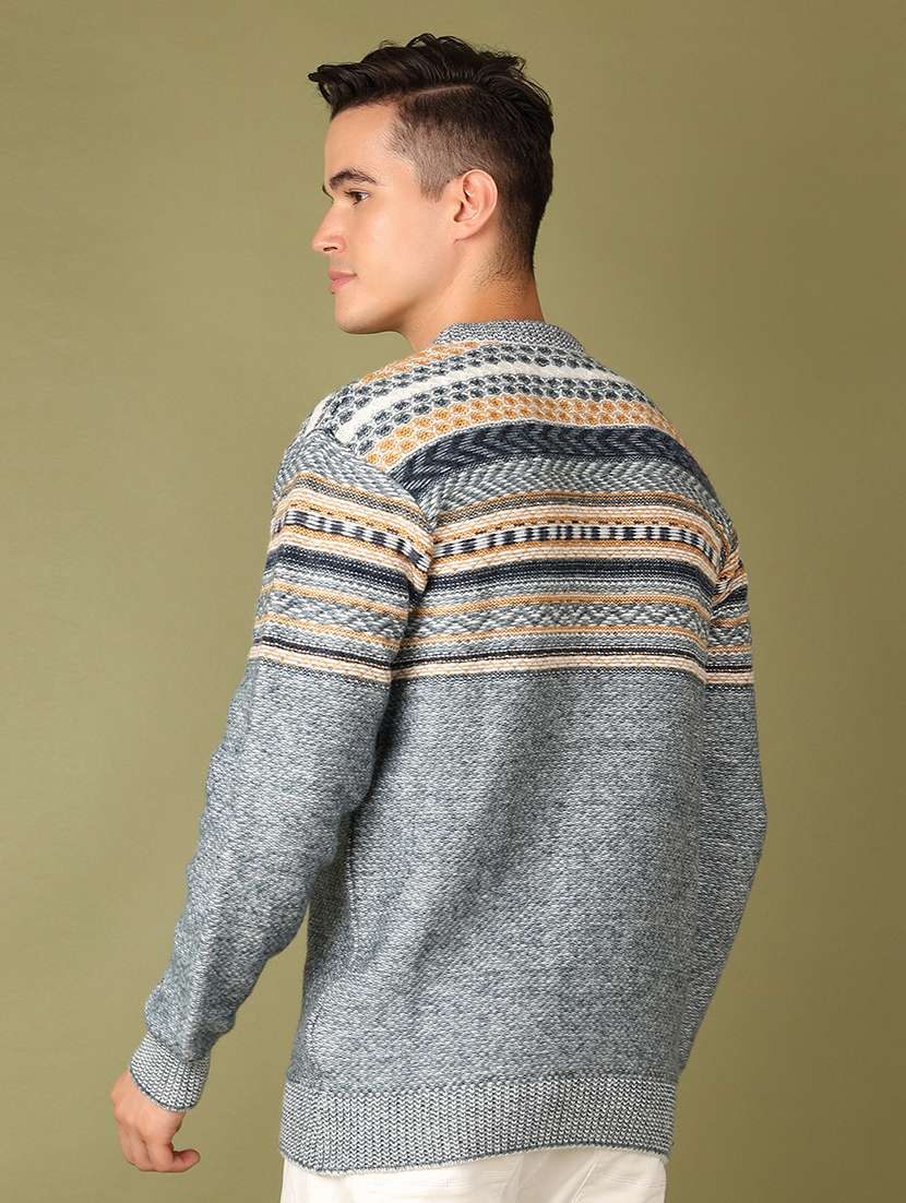 men self design long sleeve regular fit pullover - 21607731 - Standard Image - 2