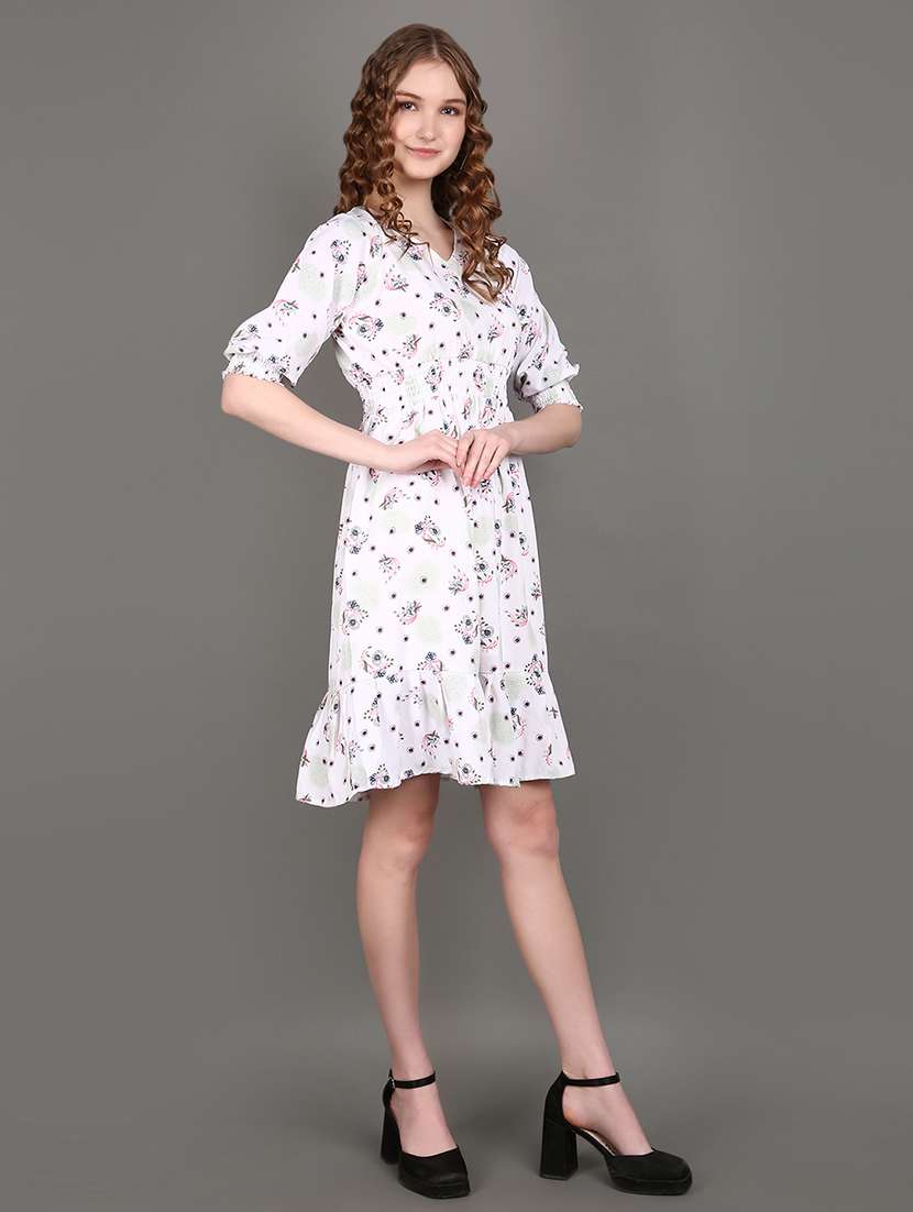 women white floral printed fit & flare dress - 21607847 -  Standard Image - 2