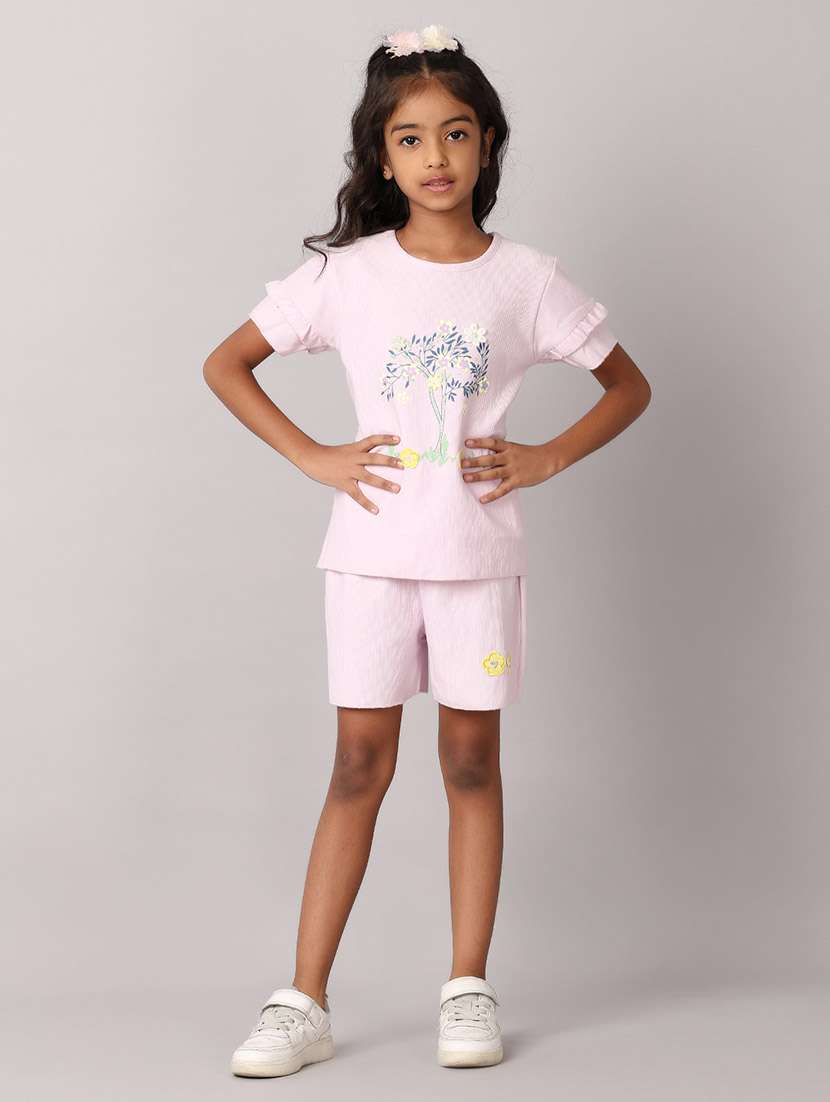 girls floral print shorts twin set