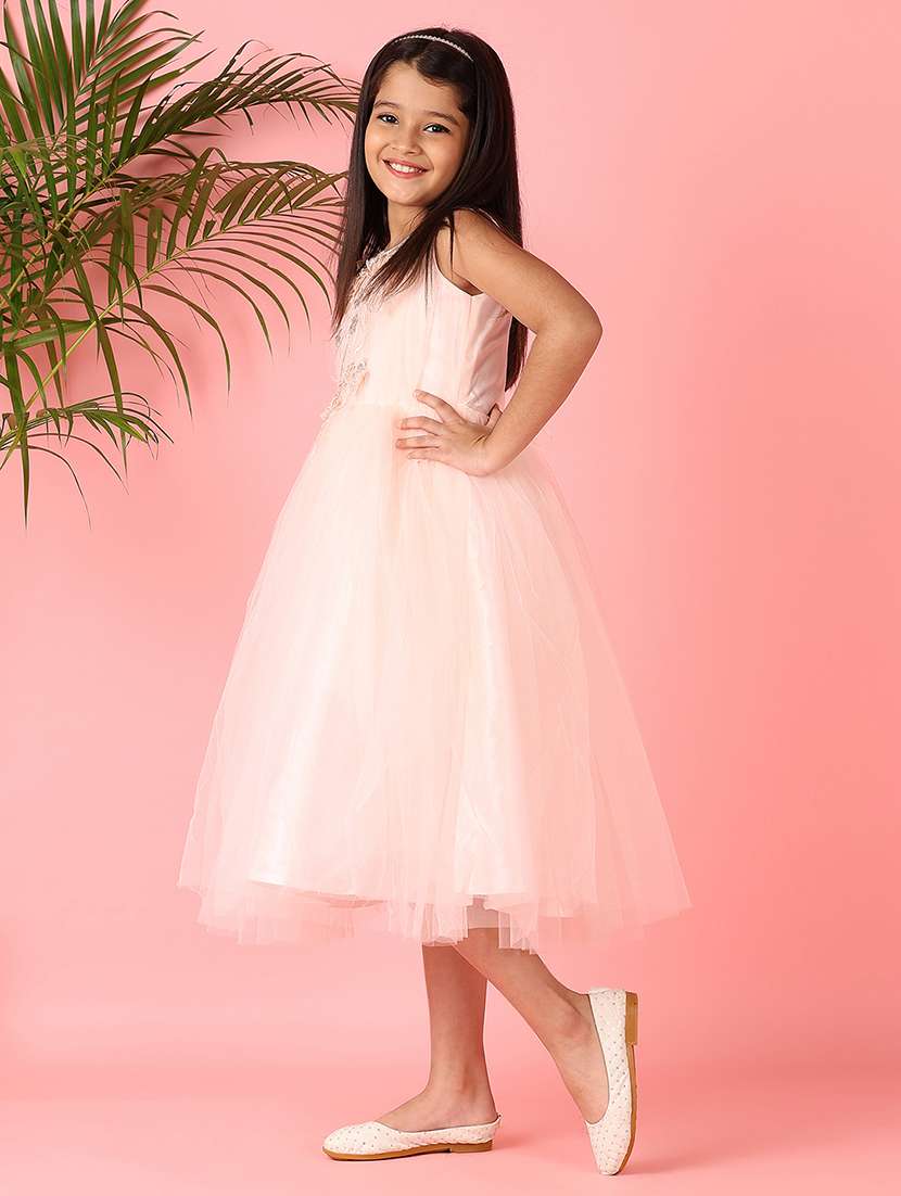 girls embroidered sleeveless net frock - 21607908 -  Standard Image - 2