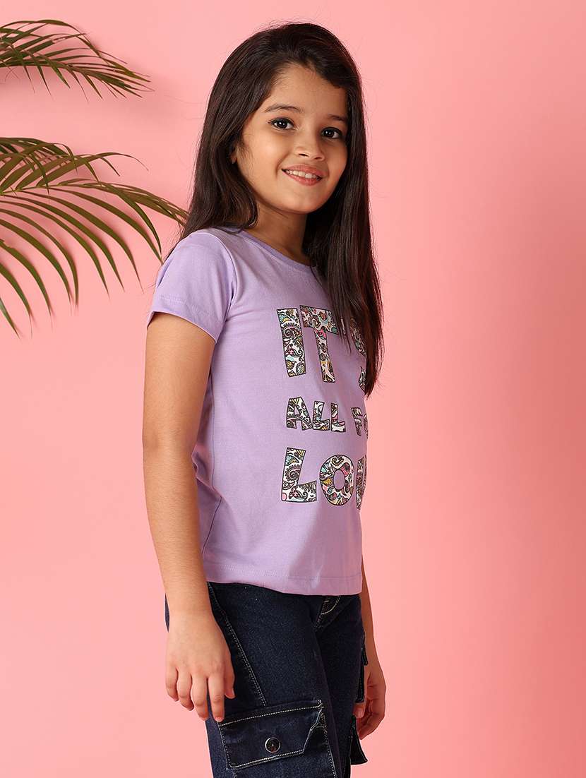 girls printed round neck cotton tee - 21607934 -  Standard Image - 2
