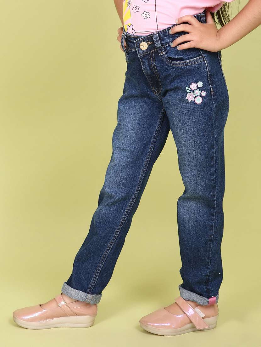 girls plain mid rise denim jeans - 21608053 -  Standard Image - 2