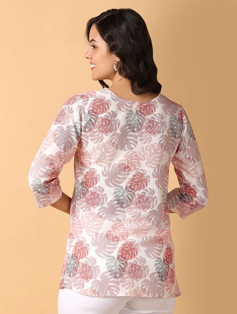 women three quarter sleeve straight kurti - 21608166 -  Standard Image - 2