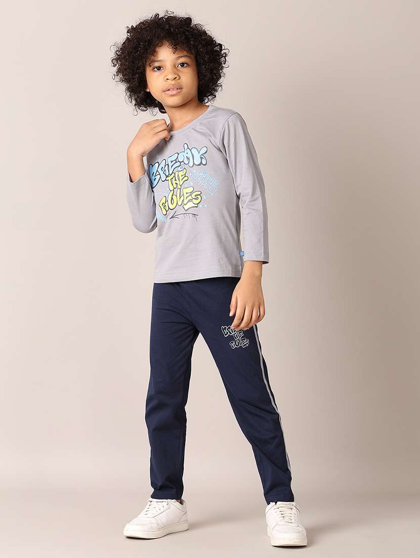 boys typography t-shirt & pajama full length set - 21608179 -  Standard Image - 2