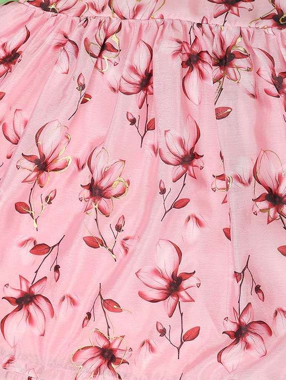 girls pink floral printed frock - 21608210 - Standard Image - 2