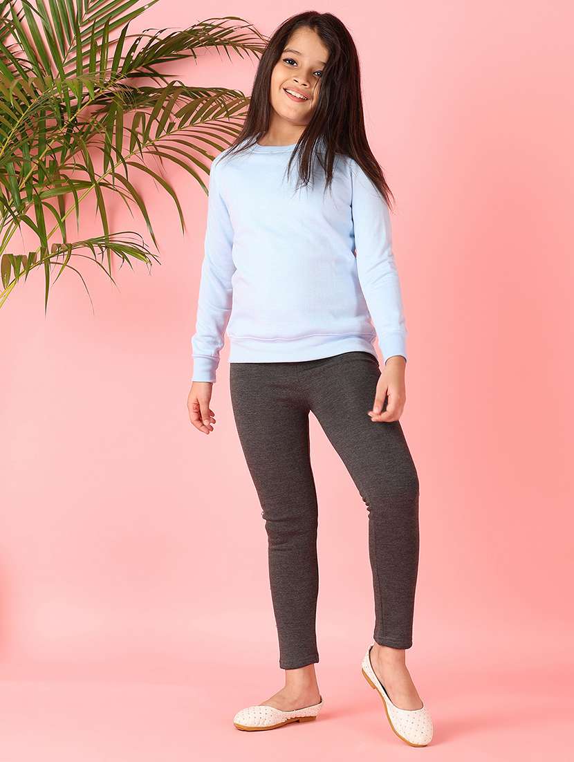 Girls Solid Long Sleeve Sweatshirt
