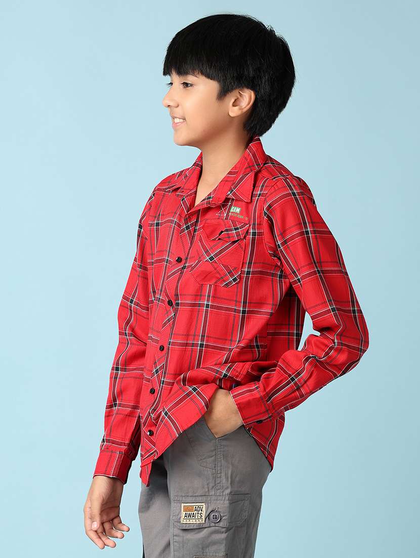 boys checkered long sleeve casual shirt - 21608320 - Standard Image - 2