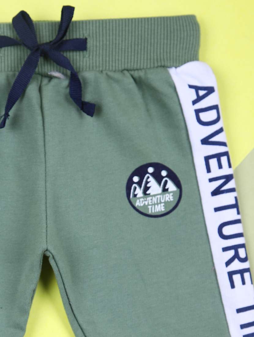 boys green color block relaxed fit jogger - 21608323 - Standard Image - 2