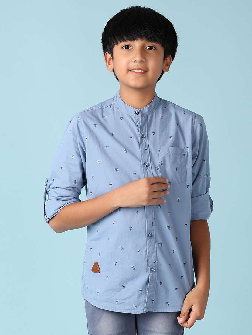 boys printed long sleeve casual shirt