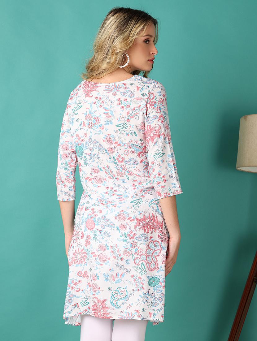 women three quarter sleeve straight kurta - 21608353 - Standard Image - 2